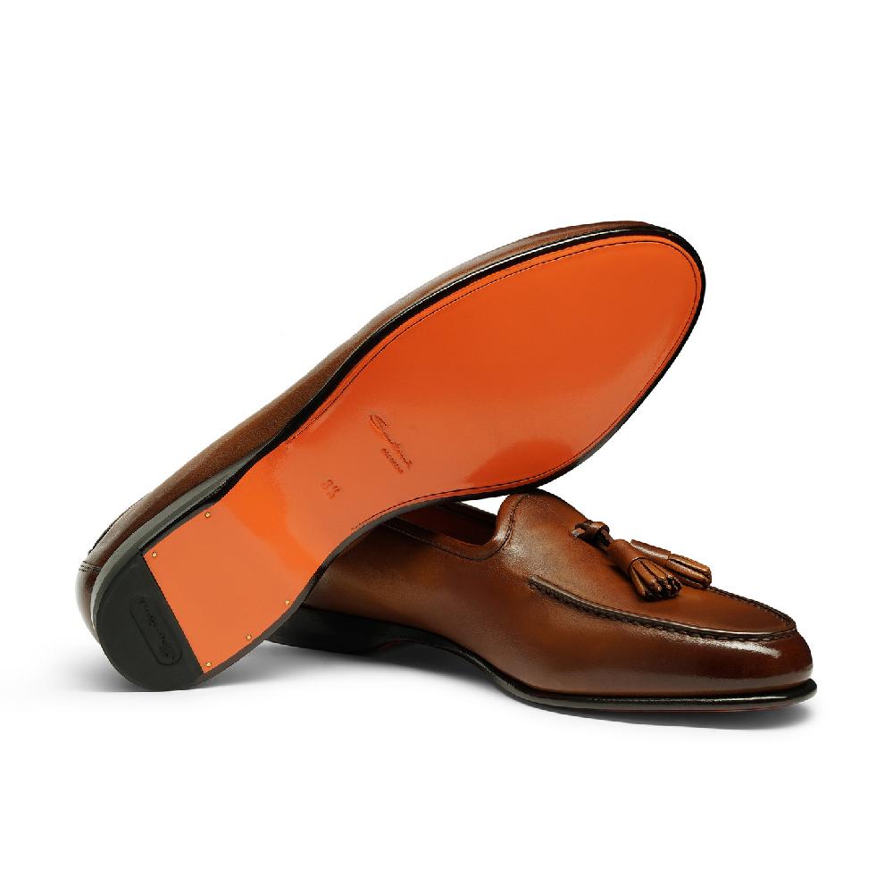 Santoni Mocassino Andrea con nappe da uomo in pelle marrone Negozio