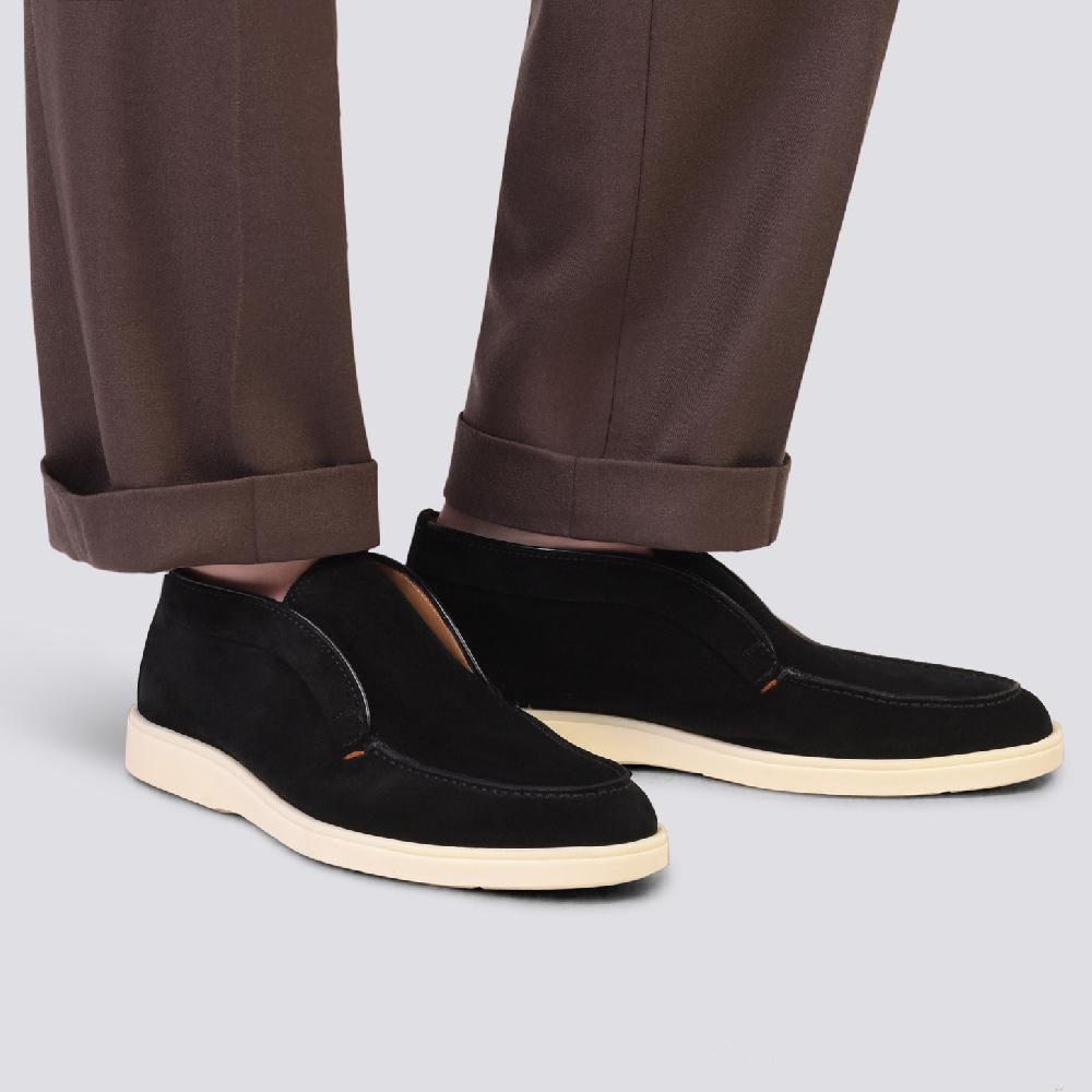 Santoni Stivaletto desert da uomo in suede nero Nuova