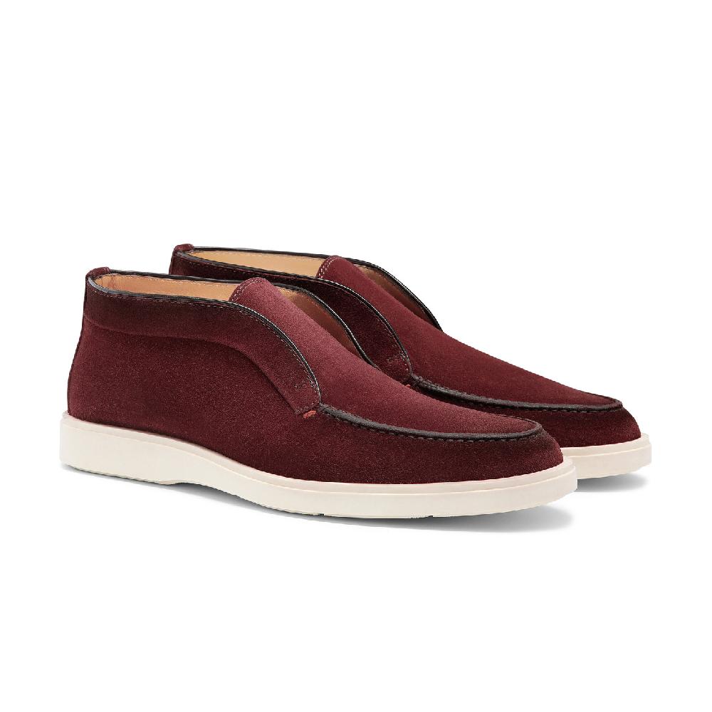 Santoni Stivaletto desert da uomo in suede bordeaux Moda