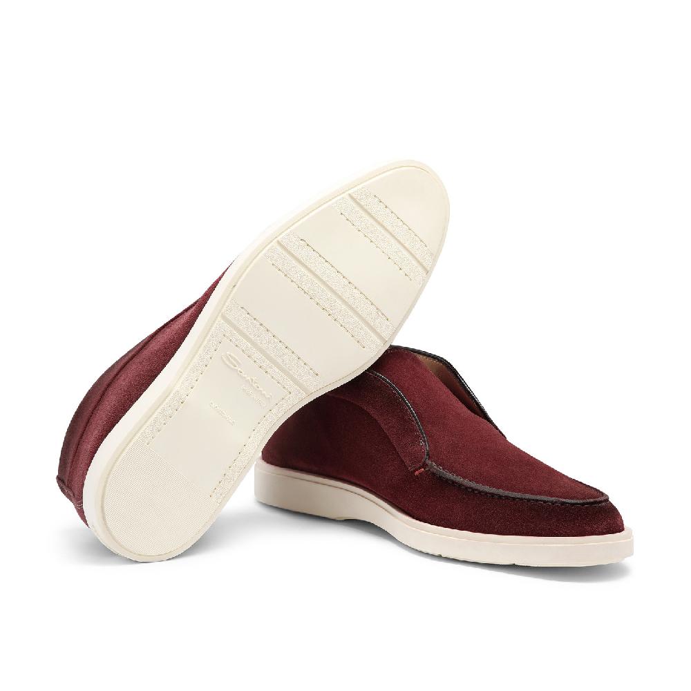Santoni Stivaletto desert da uomo in suede bordeaux Moda