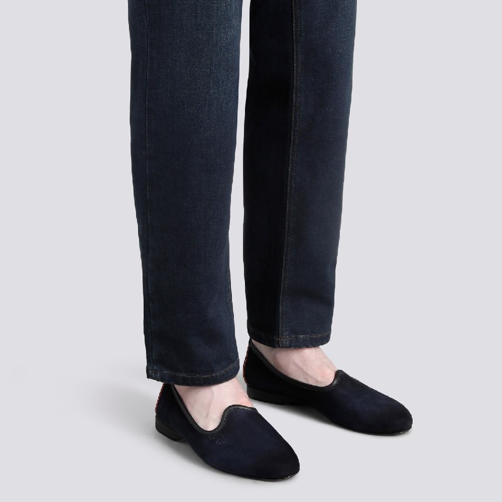 Santoni Mocassino da uomo in suede blu Italy