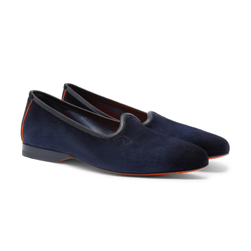Santoni Mocassino da uomo in suede blu Italy