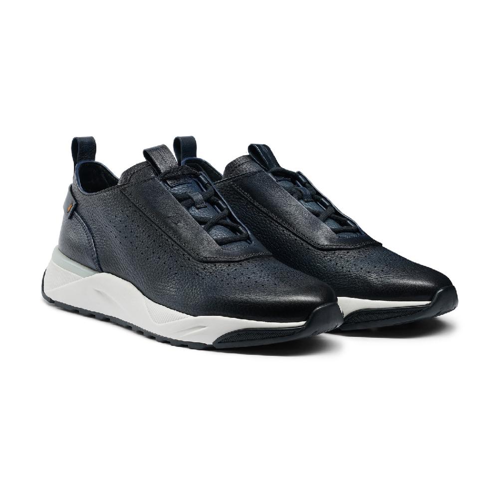 Santoni Sneaker da uomo in pelle blu Italia