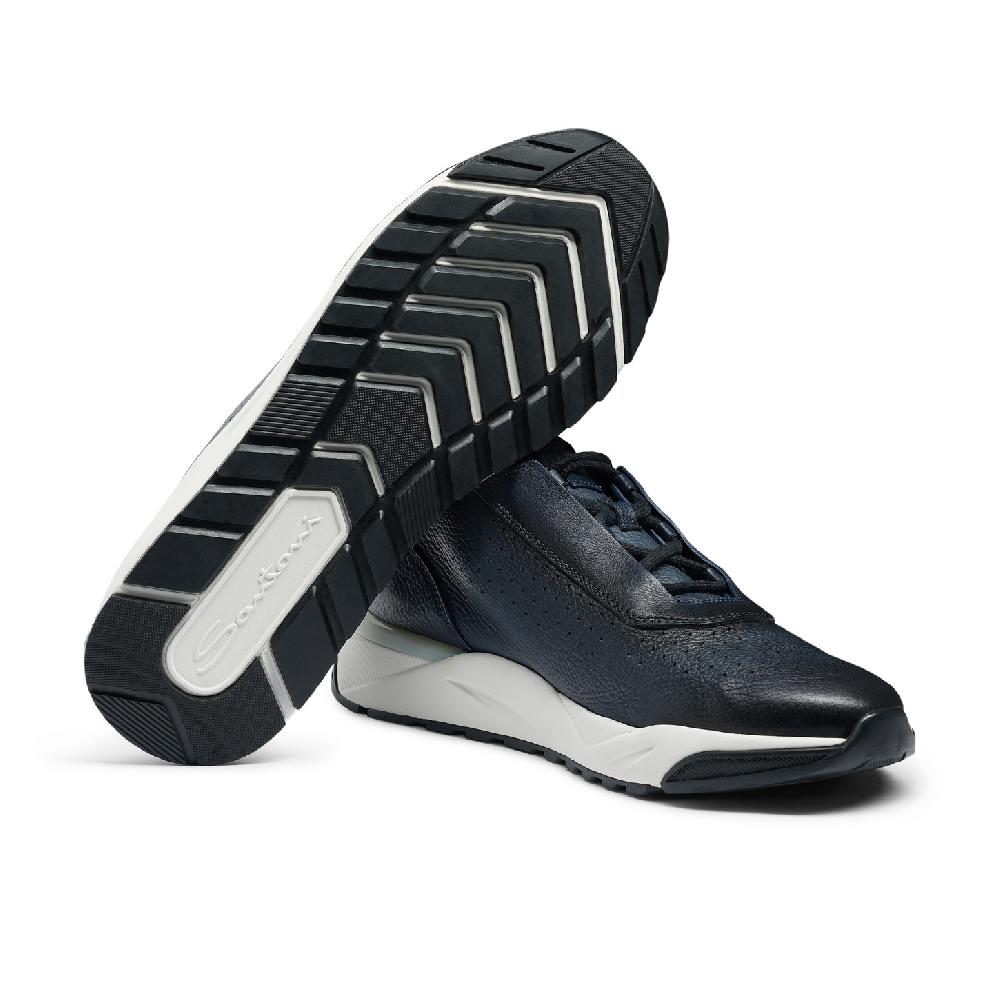 Santoni Sneaker da uomo in pelle blu Italia