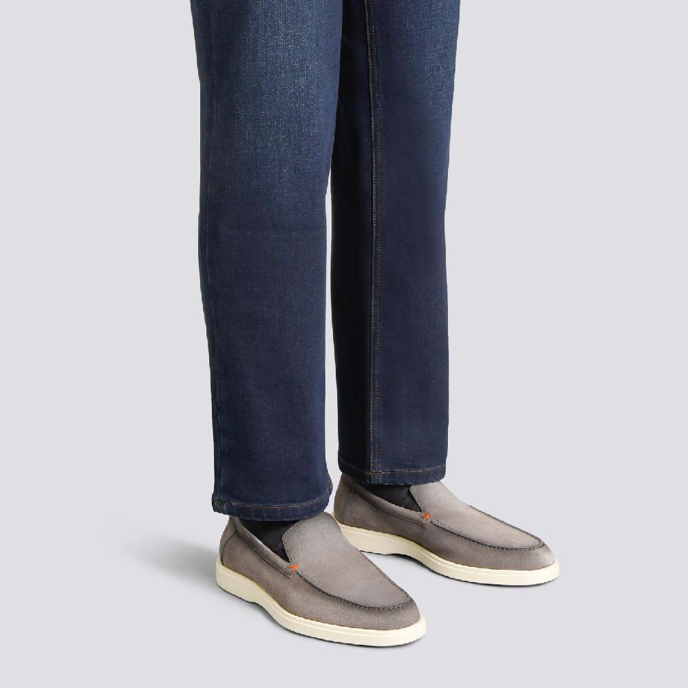 Santoni Mocassino da uomo in suede grigio 2025