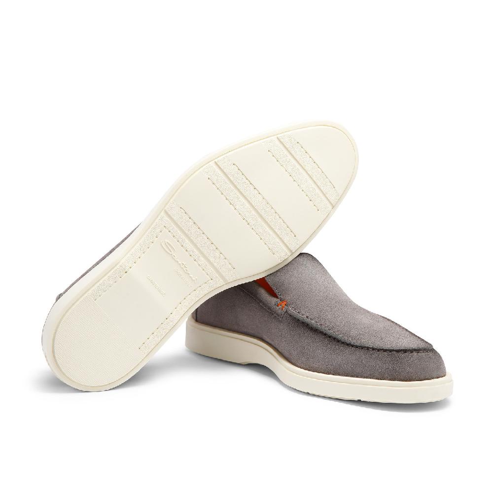 Santoni Mocassino da uomo in suede grigio 2025