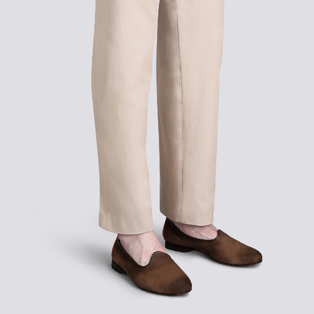 Santoni Mocassino da uomo in suede marrone Qualità