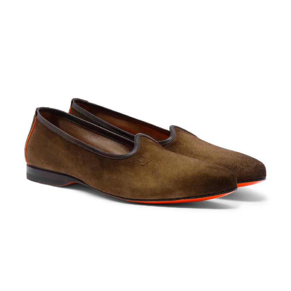 Santoni Mocassino da uomo in suede marrone Qualità