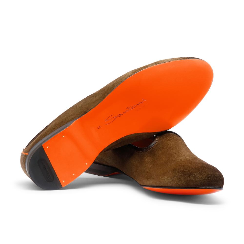 Santoni Mocassino da uomo in suede marrone Qualità