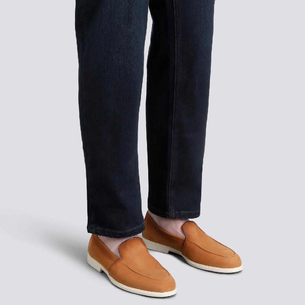 Santoni Mocassino da uomo in nabuck bottalato marrone Qualità Garantita