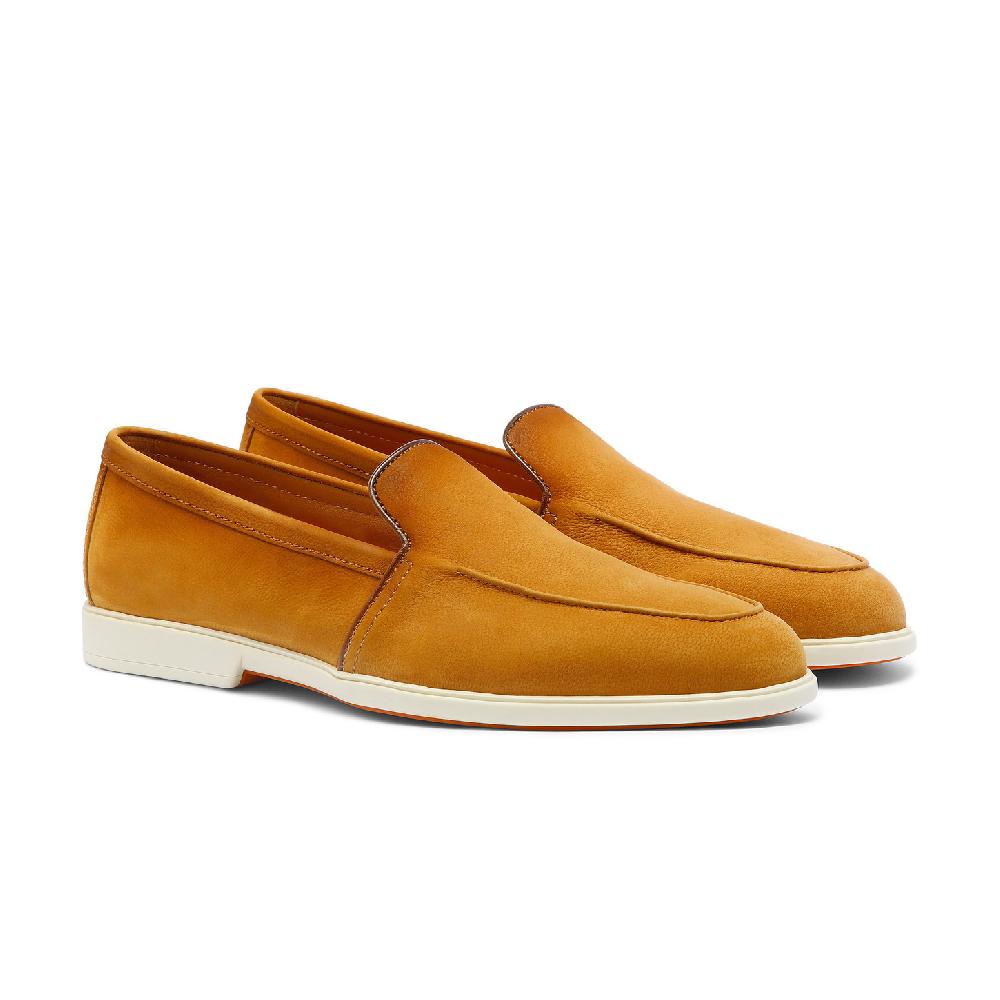 Santoni Mocassino da uomo in nabuck bottalato marrone Qualità Garantita