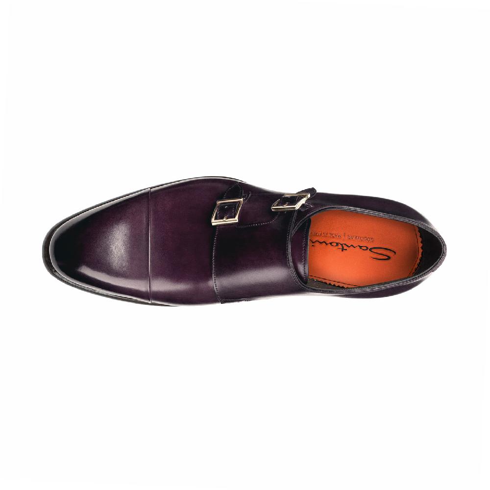 Santoni Doppia fibbia da uomo in pelle viola Promozione Limitata