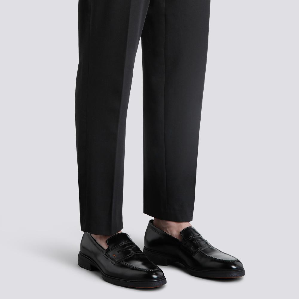 Santoni Mocassino Easy da uomo in pelle nera Shopping Online