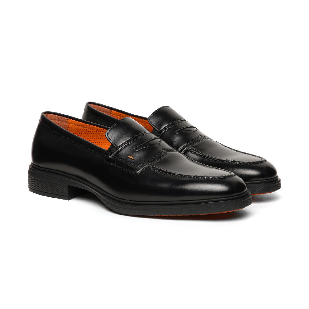 Santoni Mocassino Easy da uomo in pelle nera Shopping Online