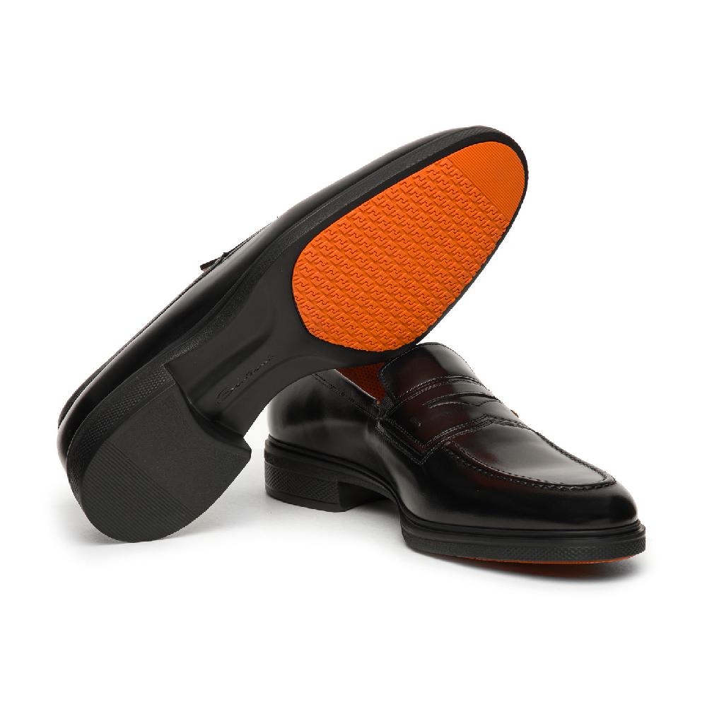 Santoni Mocassino Easy da uomo in pelle nera Shopping Online