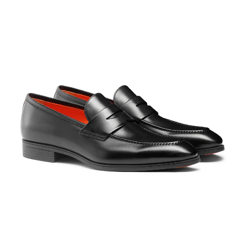 Santoni Mocassino penny da uomo in pelle nera Convenienza