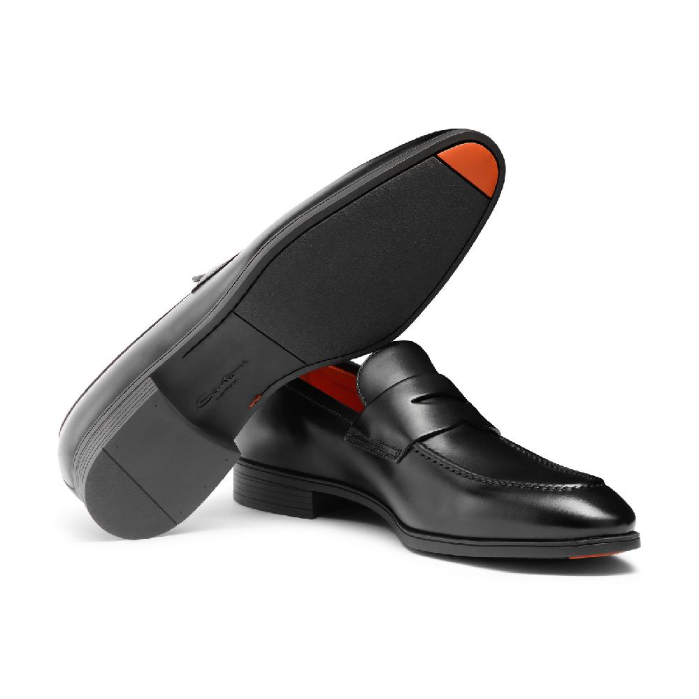Santoni Mocassino penny da uomo in pelle nera Convenienza