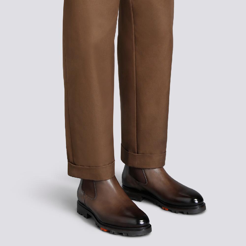 Santoni Stivaletto Chelsea da uomo in pelle testa di moro Novità