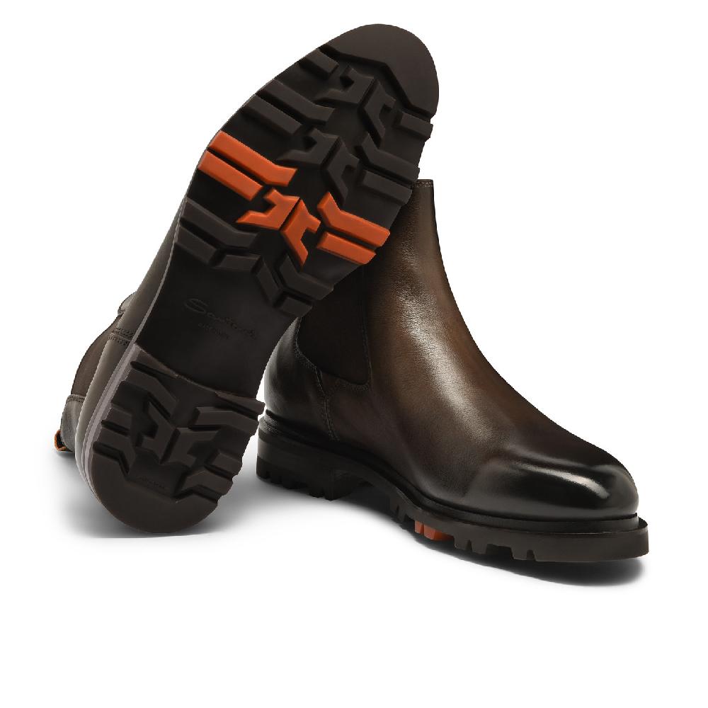 Santoni Stivaletto Chelsea da uomo in pelle testa di moro Novità