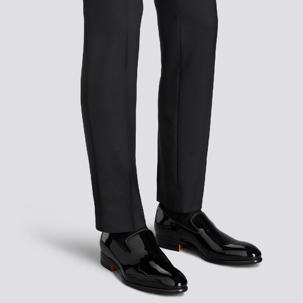 Santoni Mocassino da uomo in vernice nera Offerta