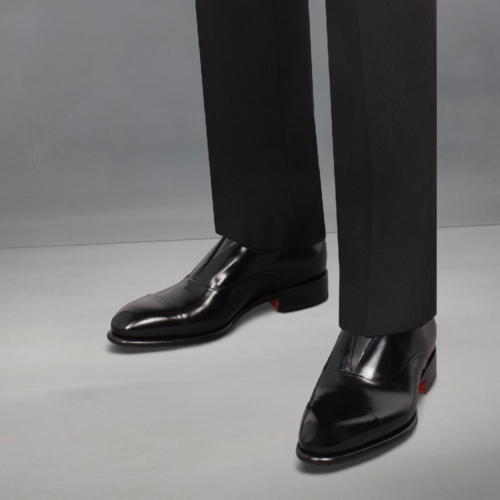 Santoni Stringata da uomo in pelle nera Economico