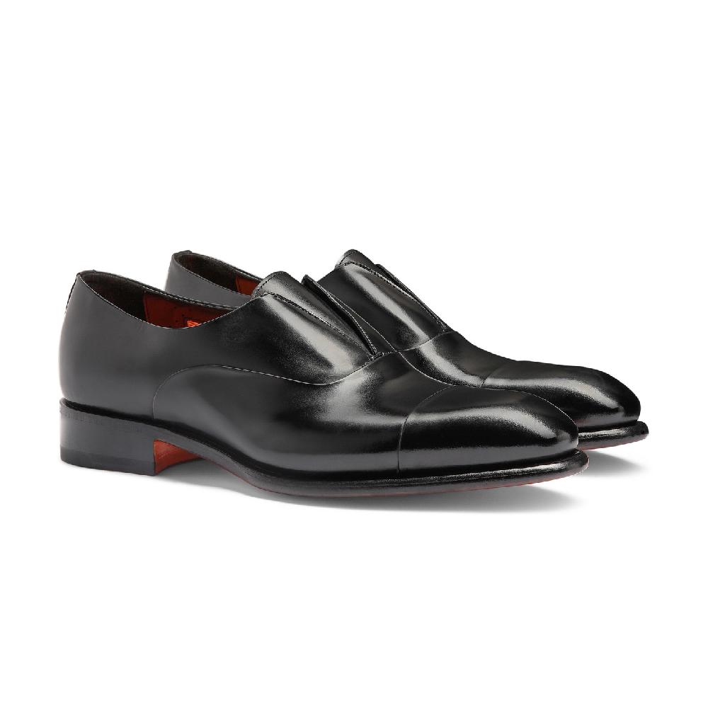 Santoni Stringata da uomo in pelle nera Economico