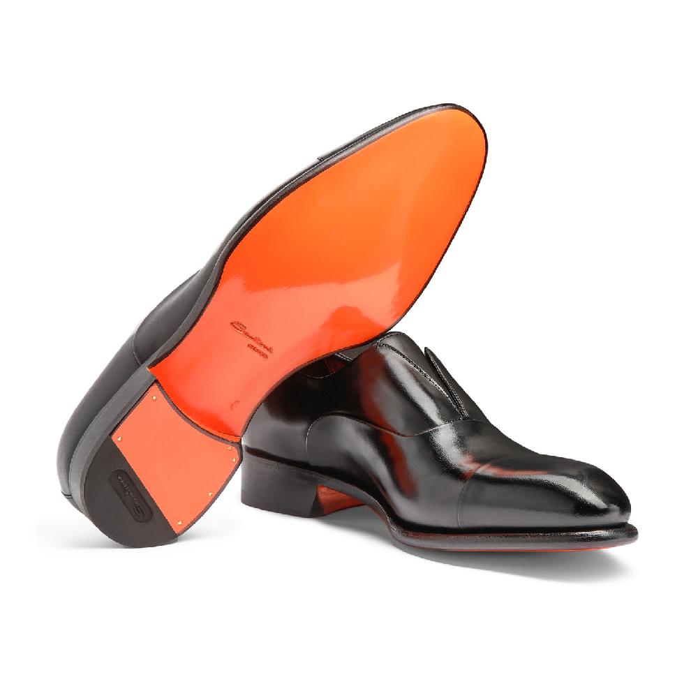 Santoni Stringata da uomo in pelle nera Economico