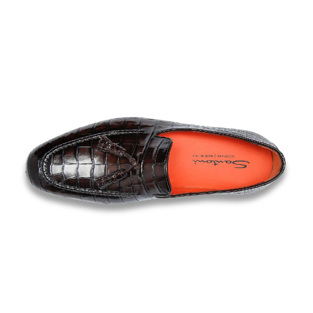 Santoni Mocassino con nappe da uomo in alligatore testa di moro Outlet