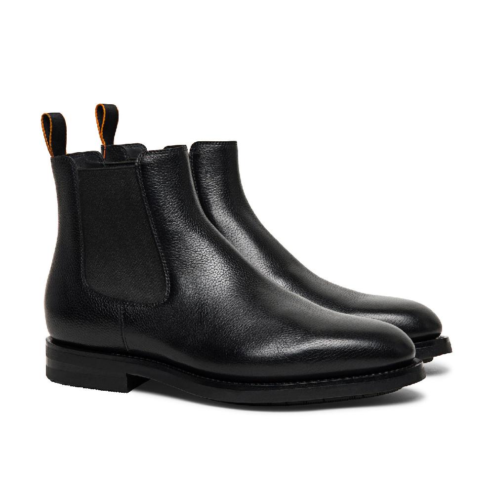 Santoni Stivaletto chelsea da uomo in pelle anticata nera In Vendita