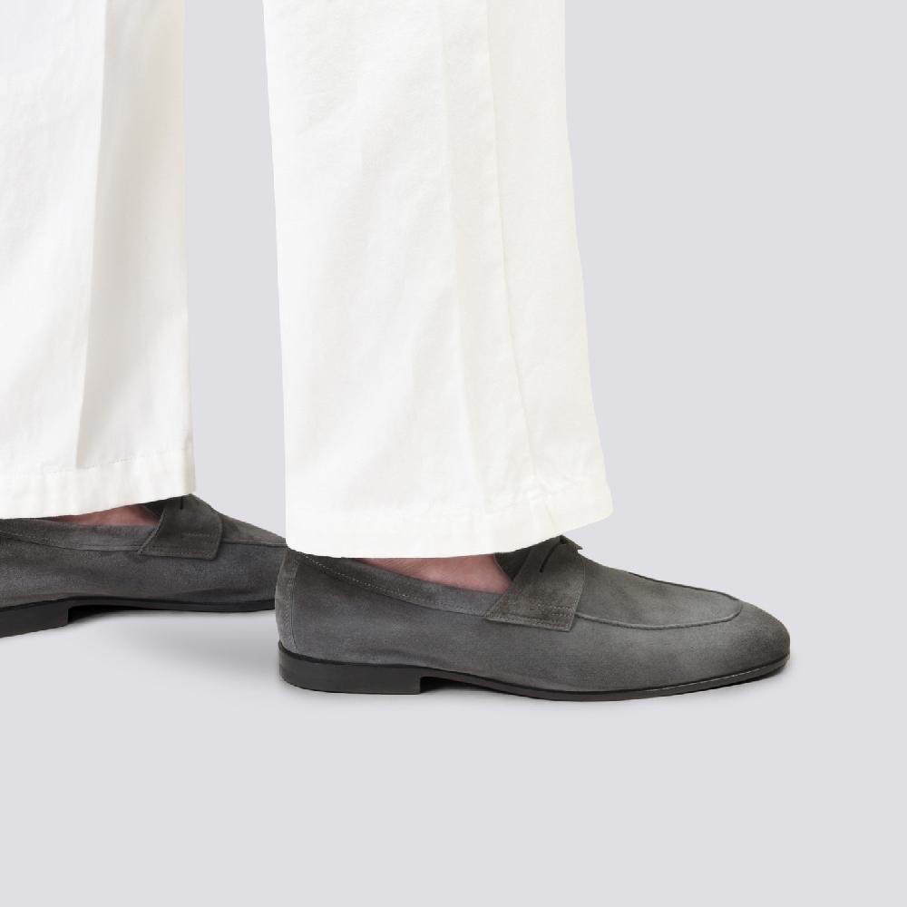 Santoni Mocassino Carlo da uomo in suede grigio Offerte