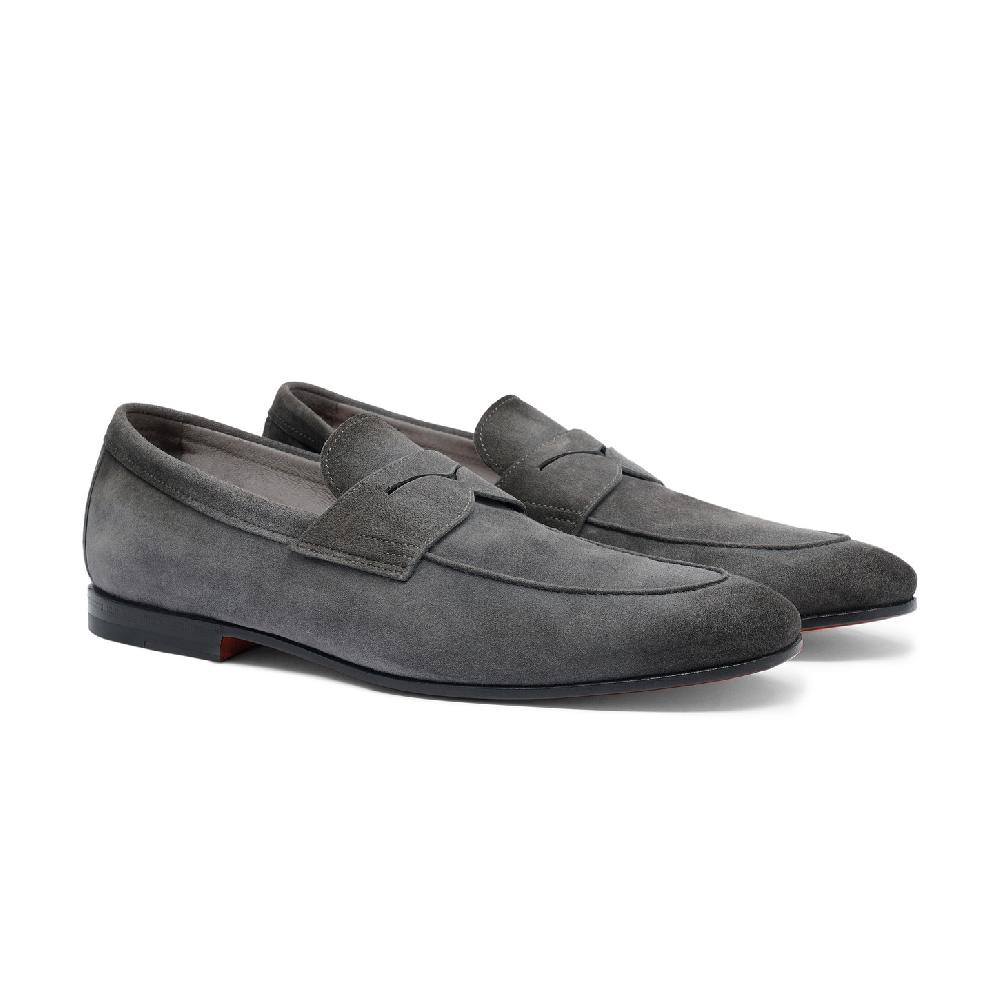 Santoni Mocassino Carlo da uomo in suede grigio Offerte