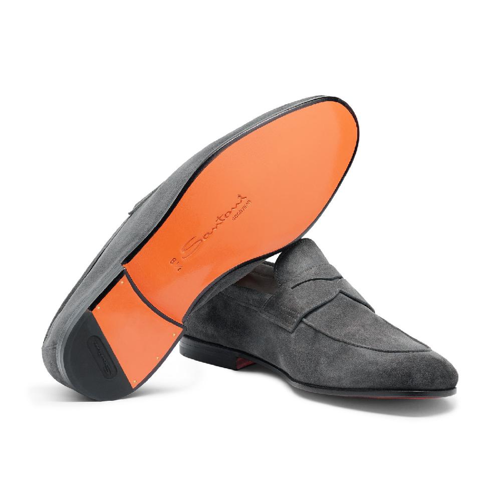 Santoni Mocassino Carlo da uomo in suede grigio Offerte