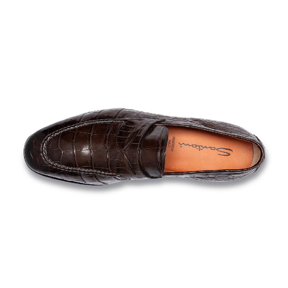 Santoni Mocassino penny da uomo in alligatore testa di moro Hotsell