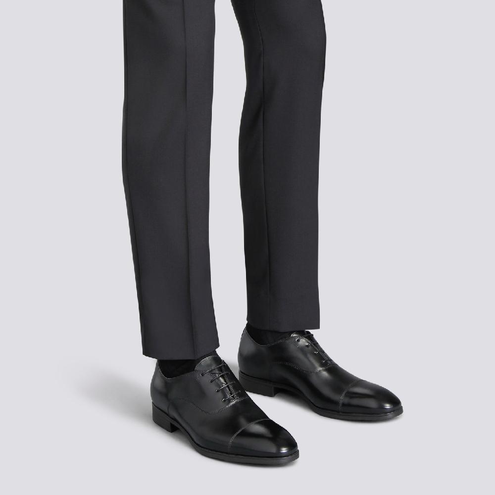 Santoni Stringata oxford da uomo in pelle nera Saldi Di Fabbrica