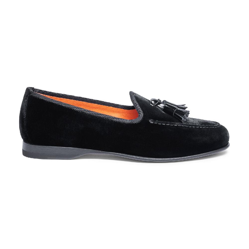 Santoni Mocassino Andrea con nappe da uomo in velluto nero