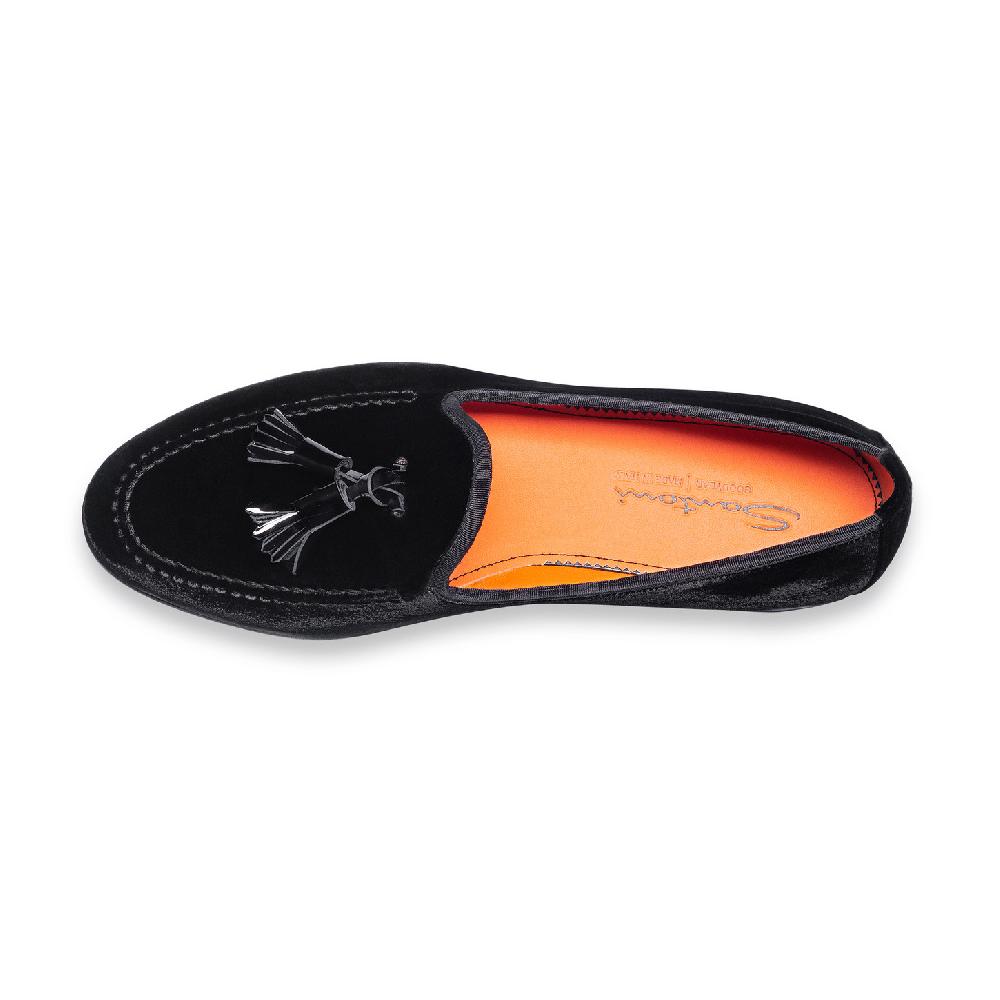 Santoni Mocassino Andrea con nappe da uomo in velluto nero Italy