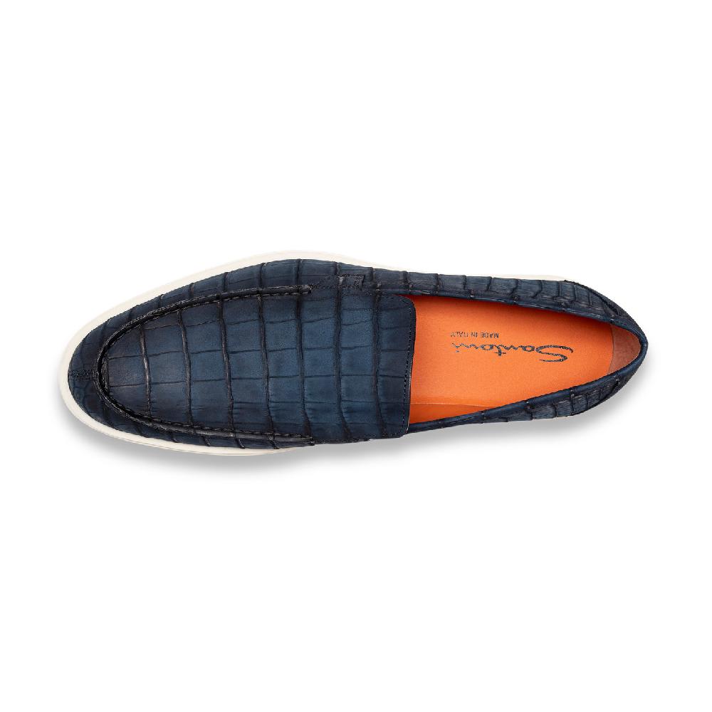 Santoni Mocassino da uomo in alligatore blu Qualità
