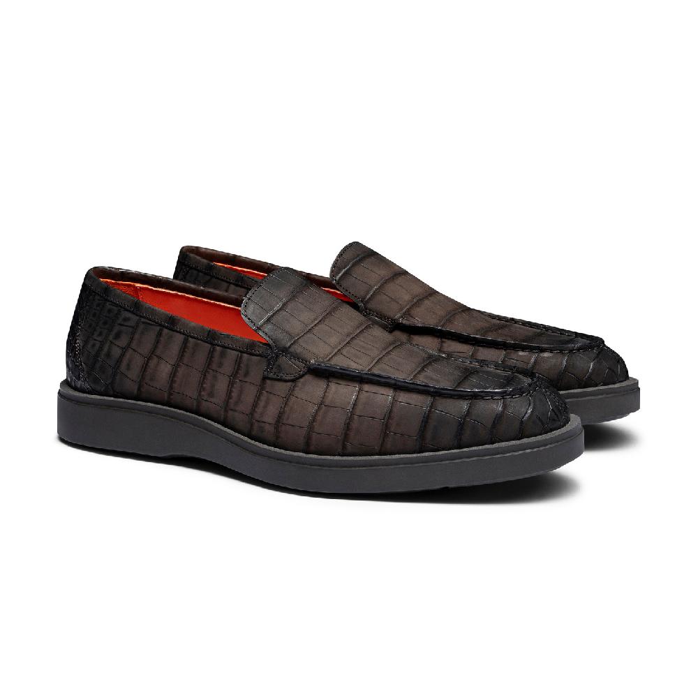 Santoni Mocassino da uomo in alligatore testa di moro Vendita