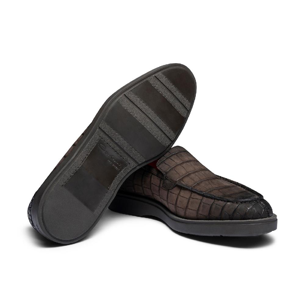 Santoni Mocassino da uomo in alligatore testa di moro Vendita