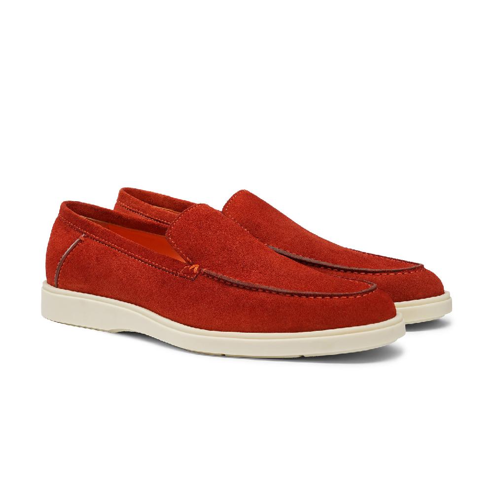 Santoni Mocassino da uomo in suede arancione Promozione