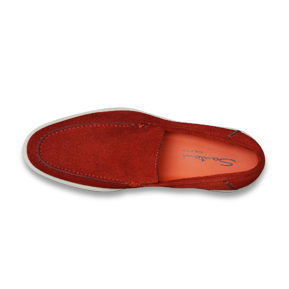 Santoni Mocassino da uomo in suede arancione Promozione