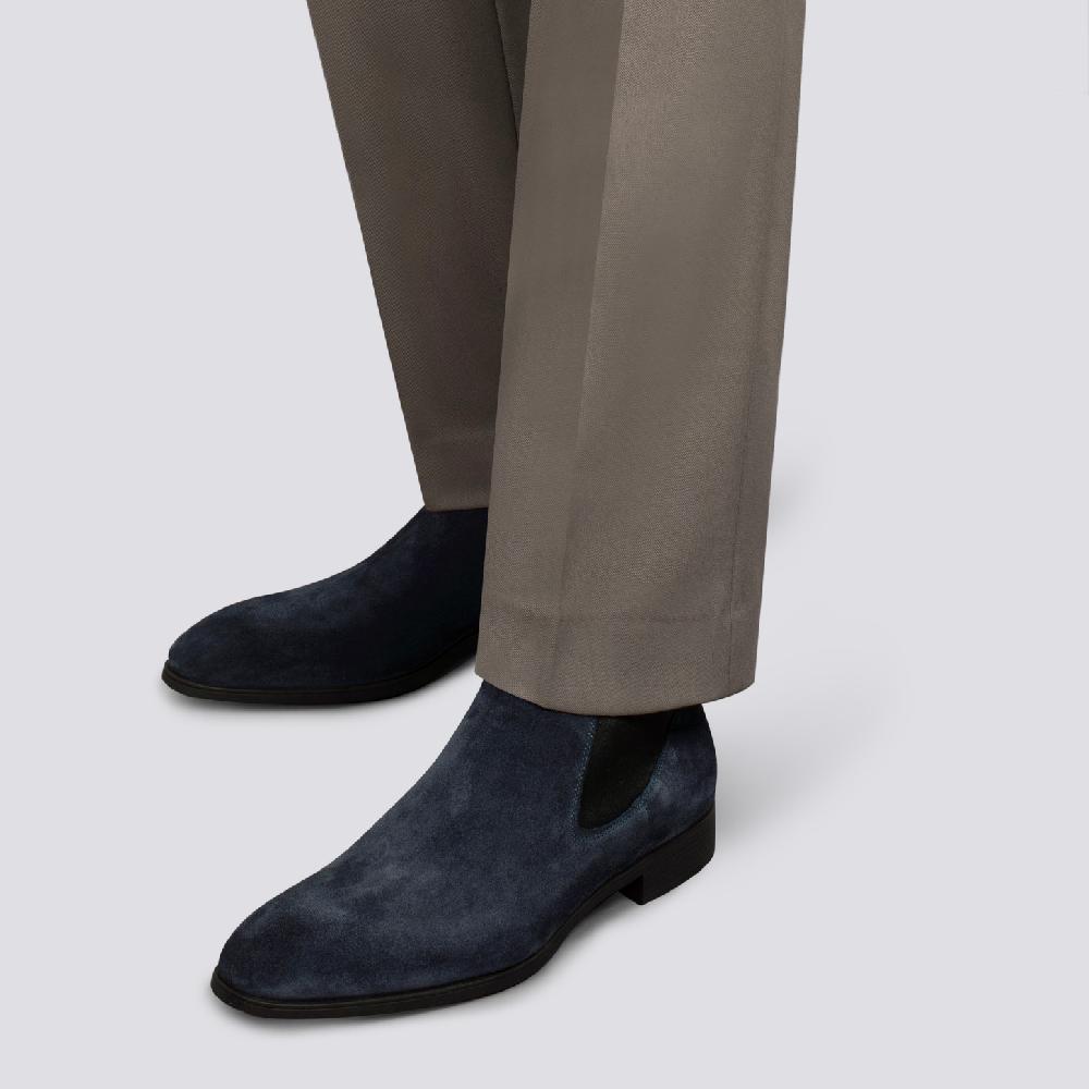 Santoni Stivaletto chelsea da uomo in suede blu Acquista Ora