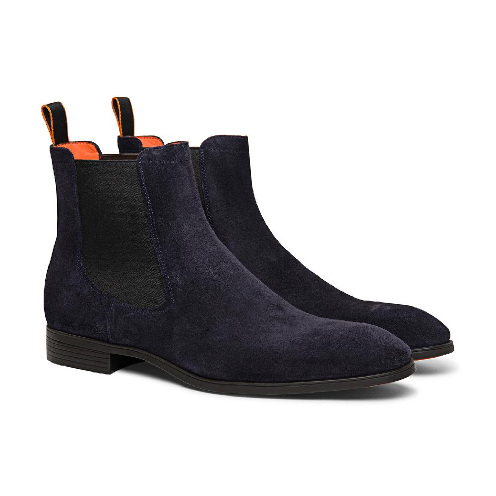 Santoni Stivaletto chelsea da uomo in suede blu Acquista Ora