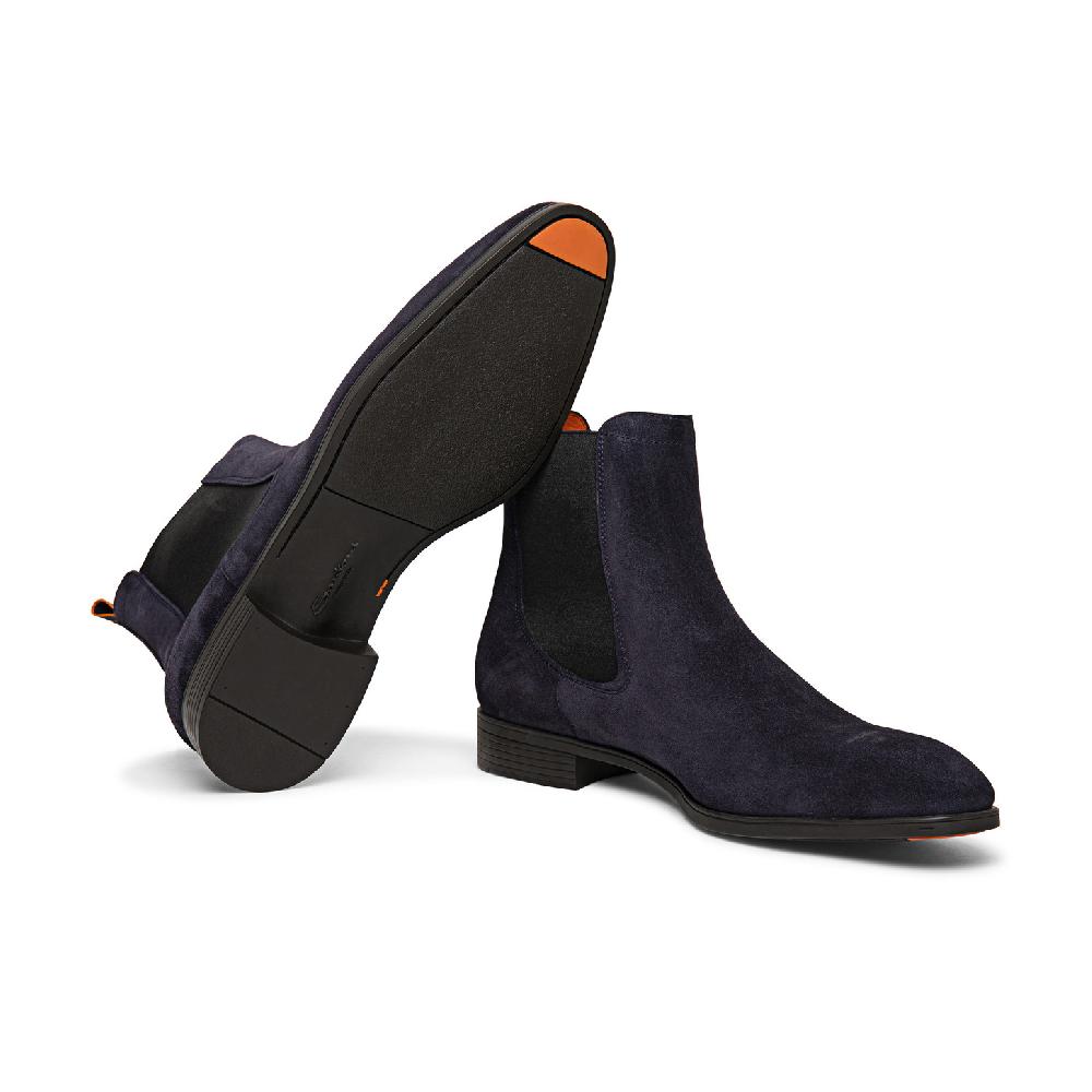 Santoni Stivaletto chelsea da uomo in suede blu Acquista Ora