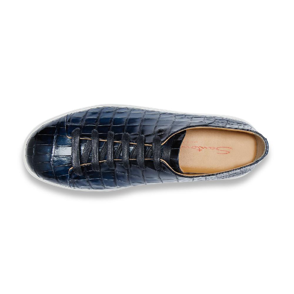 Santoni Sneaker da uomo in alligatore blu Offerte