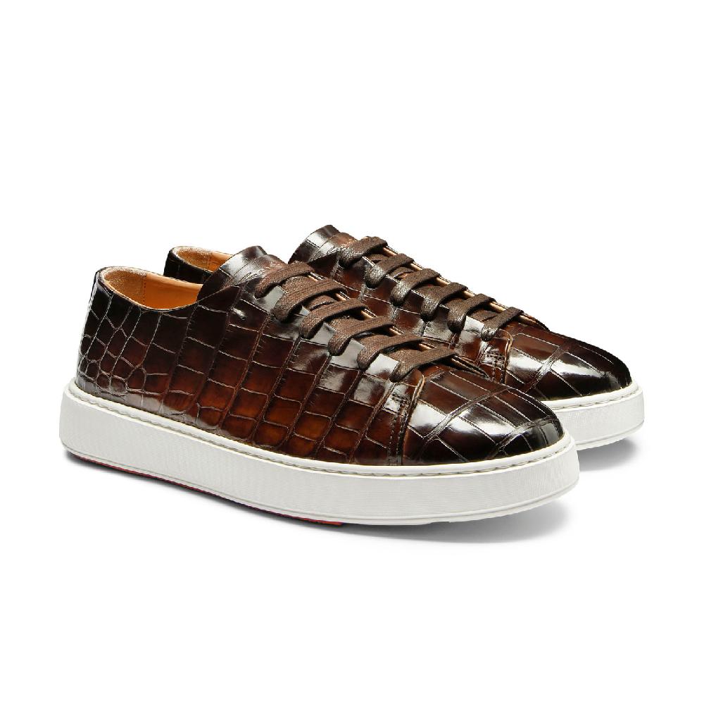Santoni Sneaker da uomo in alligatore testa di moro Affare Del Giorno