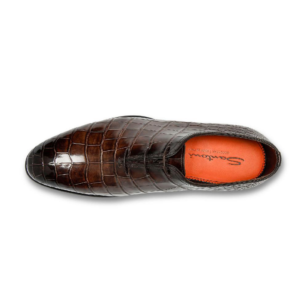 Santoni Stringata oxford da uomo in alligatore testa di moro Prezzo Ridotto