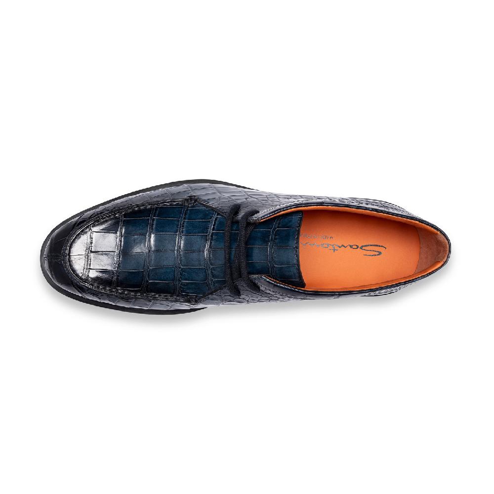 Santoni Stivaletto desert da uomo in alligatore blu Sottocosto