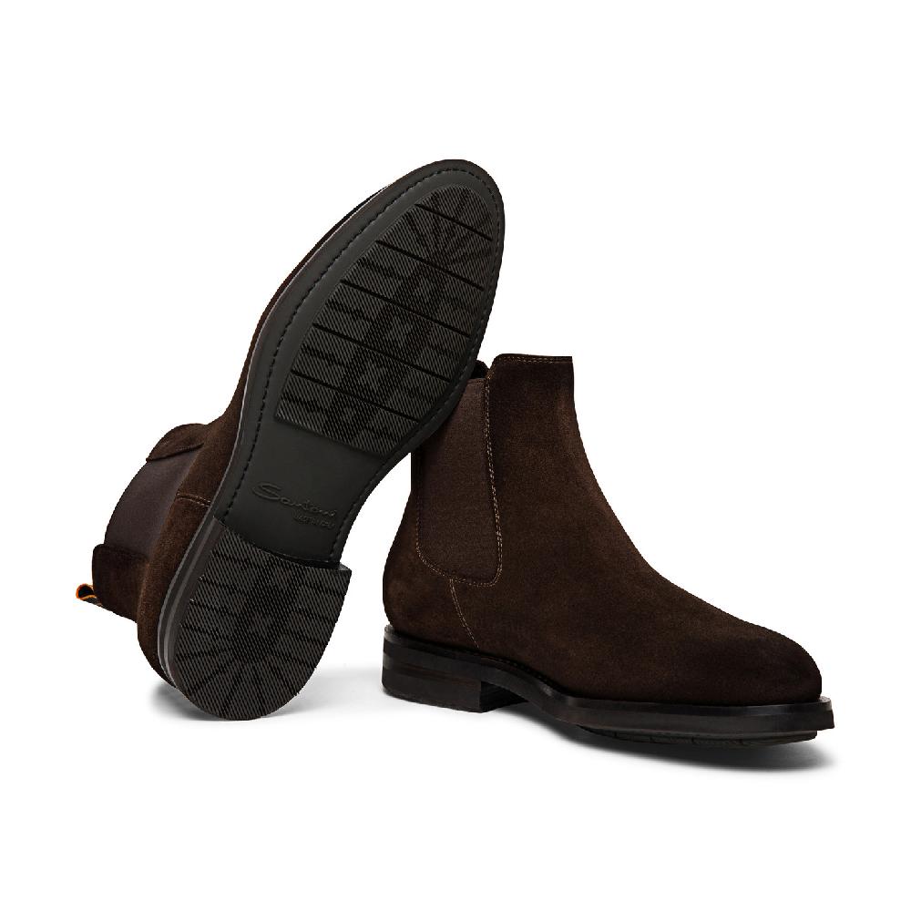 Santoni Stivaletto chelsea da uomo in suede marrone Presa
