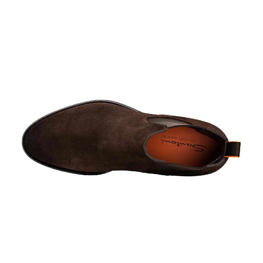Santoni Stivaletto chelsea da uomo in suede marrone Presa